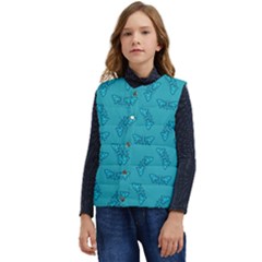 Butterfly Art Pattern Design Background Frame Kid s Short Button Up Puffer Vest	 by Uceng