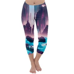 Urban City Cyberpunk River Cyber Tech Future Capri Winter Leggings  by Uceng