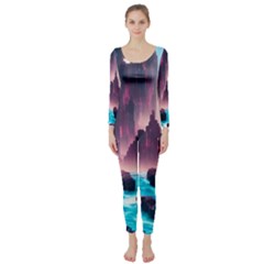 Urban City Cyberpunk River Cyber Tech Future Long Sleeve Catsuit by Uceng