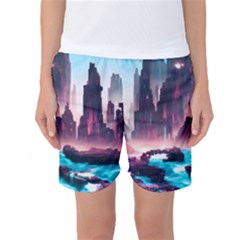 Urban City Cyberpunk River Cyber Tech Future Women s Basketball Shorts by Uceng