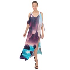 Urban City Cyberpunk River Cyber Tech Future Maxi Chiffon Cover Up Dress by Uceng