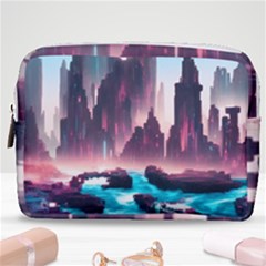 Urban City Cyberpunk River Cyber Tech Future Make Up Pouch (medium) by Uceng