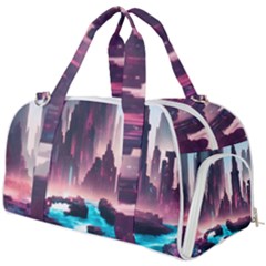 Urban City Cyberpunk River Cyber Tech Future Burner Gym Duffel Bag by Uceng