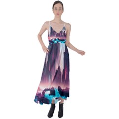 Urban City Cyberpunk River Cyber Tech Future Tie Back Maxi Dress