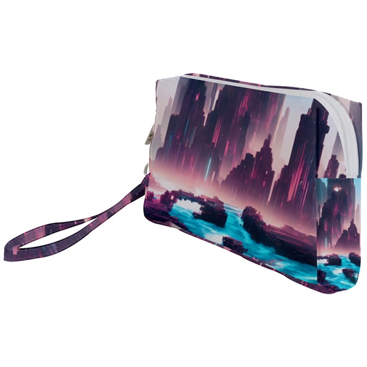 Urban City Cyberpunk River Cyber Tech Future Wristlet Pouch Bag (Small)