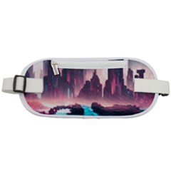 Urban City Cyberpunk River Cyber Tech Future Rounded Waist Pouch by Uceng