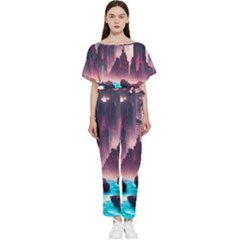 Urban City Cyberpunk River Cyber Tech Future Batwing Lightweight Chiffon Jumpsuit by Uceng