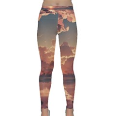 Sunset River Sky Clouds Nature Nostalgic Mountain Classic Yoga Leggings