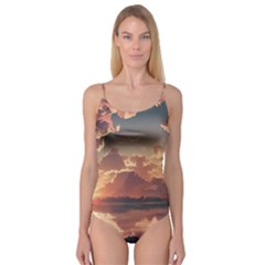 Sunset River Sky Clouds Nature Nostalgic Mountain Camisole Leotard  by Uceng