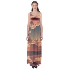 Sunset River Sky Clouds Nature Nostalgic Mountain Empire Waist Maxi Dress by Uceng