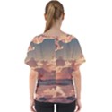 Sunset River Sky Clouds Nature Nostalgic Mountain V-Neck Dolman Drape Top View2