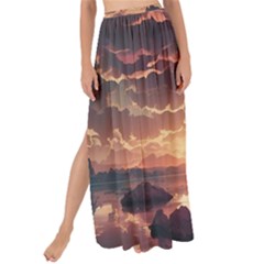 Sunset River Sky Clouds Nature Nostalgic Mountain Maxi Chiffon Tie-up Sarong