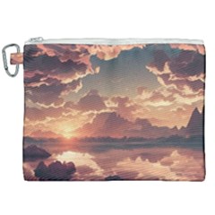 Sunset River Sky Clouds Nature Nostalgic Mountain Canvas Cosmetic Bag (xxl) by Uceng