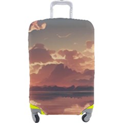 Sunset River Sky Clouds Nature Nostalgic Mountain Luggage Cover (large) by Uceng