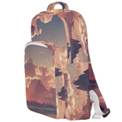 Sunset River Sky Clouds Nature Nostalgic Mountain Double Compartment Backpack by Uceng