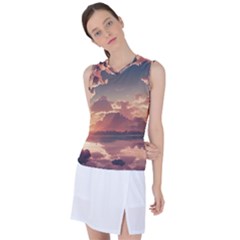 Sunset River Sky Clouds Nature Nostalgic Mountain Women s Sleeveless Sports Top by Uceng