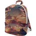 Sunset River Sky Clouds Nature Nostalgic Mountain Zip Up Backpack View1