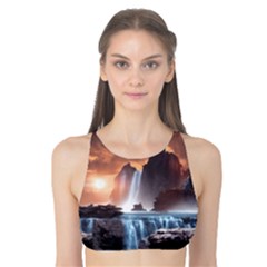 Water Waterfall Nature River Lake Planet Fantasy Tank Bikini Top by Uceng