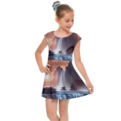 Water Waterfall Nature River Lake Planet Fantasy Kids  Cap Sleeve Dress by Uceng