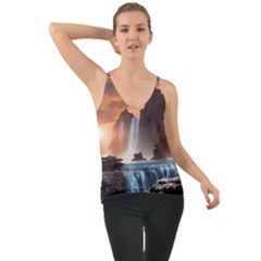 Water Waterfall Nature River Lake Planet Fantasy Chiffon Cami by Uceng