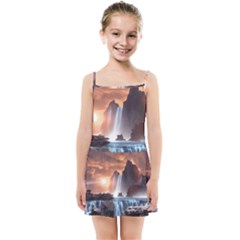 Water Waterfall Nature River Lake Planet Fantasy Kids  Summer Sun Dress by Uceng