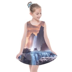 Water Waterfall Nature River Lake Planet Fantasy Kids  Summer Dress by Uceng