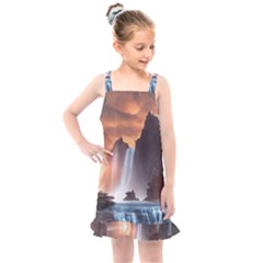 Water Waterfall Nature River Lake Planet Fantasy Kids  Overall Dress by Uceng