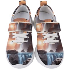 Water Waterfall Nature River Lake Planet Fantasy Kids  Velcro Strap Shoes