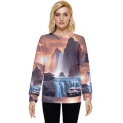 Water Waterfall Nature River Lake Planet Fantasy Hidden Pocket Sweatshirt by Uceng