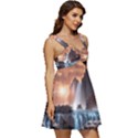 Water Waterfall Nature River Lake Planet Fantasy Ruffle Strap Babydoll Chiffon Dress View3