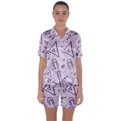 Science Research Curious Search Inspect Scientific Satin Short Sleeve Pajamas Set by Uceng