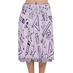 Science Research Curious Search Inspect Scientific Velvet Flared Midi Skirt by Uceng