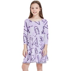 Science Research Curious Search Inspect Scientific Kids  Quarter Sleeve Skater Dress by Uceng