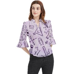 Science Research Curious Search Inspect Scientific Loose Horn Sleeve Chiffon Blouse