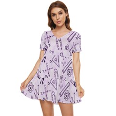 Science Research Curious Search Inspect Scientific Tiered Short Sleeve Babydoll Dress by Uceng