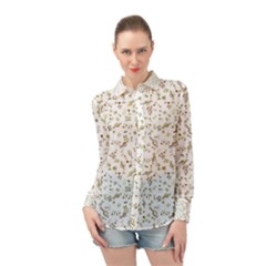 Background Ornamental Pattern Graphic Seamless Long Sleeve Chiffon Shirt