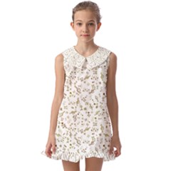 Background Ornamental Pattern Graphic Seamless Kids  Pilgrim Collar Ruffle Hem Dress by Uceng