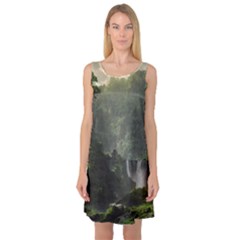 Waterfall River Fantasy Dream Planet Matte Sleeveless Satin Nightdress by Uceng