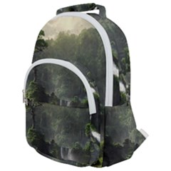 Waterfall River Fantasy Dream Planet Matte Rounded Multi Pocket Backpack by Uceng