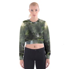 Waterfall River Fantasy Dream Planet Matte Cropped Sweatshirt by Uceng