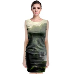 Waterfall River Fantasy Dream Planet Matte Sleeveless Velvet Midi Dress by Uceng