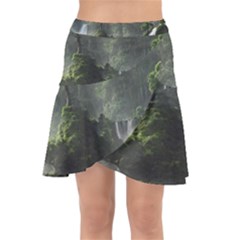 Waterfall River Fantasy Dream Planet Matte Wrap Front Skirt by Uceng