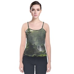 Waterfall River Fantasy Dream Planet Matte Velvet Spaghetti Strap Top by Uceng