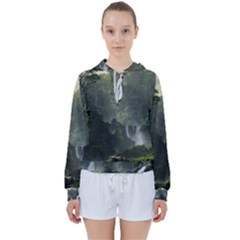 Waterfall River Fantasy Dream Planet Matte Women s Tie Up Sweat by Uceng