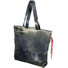 Waterfall River Fantasy Dream Planet Matte Drawstring Tote Bag by Uceng