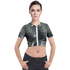 Waterfall River Fantasy Dream Planet Matte Short Sleeve Cropped Jacket