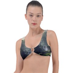 Waterfall River Fantasy Dream Planet Matte Ring Detail Bikini Top by Uceng