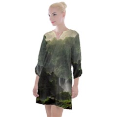 Waterfall River Fantasy Dream Planet Matte Open Neck Shift Dress by Uceng