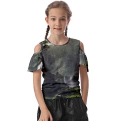 Waterfall River Fantasy Dream Planet Matte Kids  Butterfly Cutout Tee by Uceng