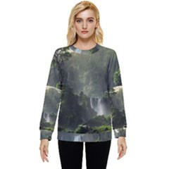 Waterfall River Fantasy Dream Planet Matte Hidden Pocket Sweatshirt by Uceng